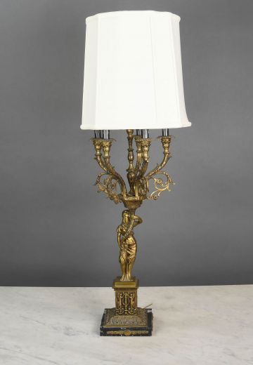 French Art Deco Brass Table Lamp