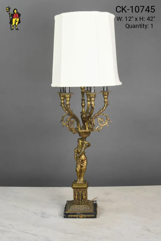 French Art Deco Brass Table Lamp