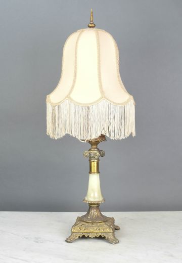 Footed Brass Oil Style Table Lamp