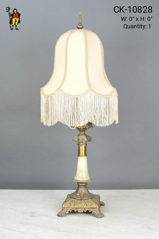 Footed Brass Oil Style Table Lamp