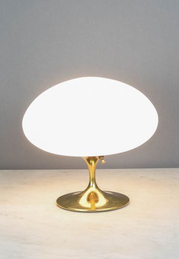 Polished Brass Mid Century Modern Mushroom Glass Globe Table Lamp