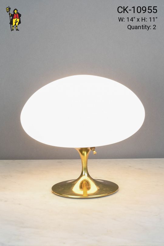 Polished Brass Mid Century Modern Mushroom Glass Globe Table Lamp