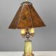 Green Marble Four Candle Mica Shaded Table Lamp #0