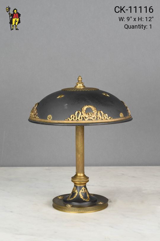 Black Metal Shaded Brass Table Lamp