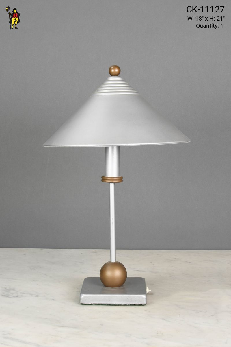 Post Modern Nickel & Brass Table Lamp, Table Lamps