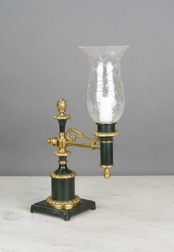 Green & Brass Mantle Lamp