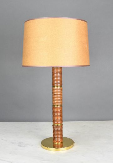 Wood & Brass Mid-Century Modern Table Lamp