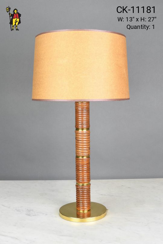 Wood & Brass Mid-Century Modern Table Lamp
