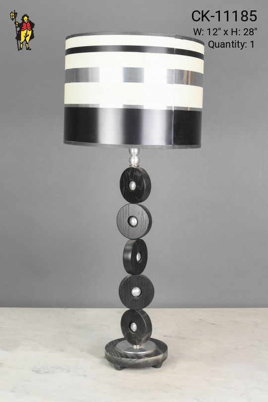 Modern Black Wooden Circle Table Lamp