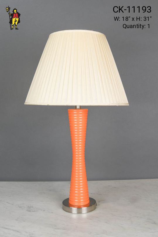 Orange Mid Century Wooden Table Lamp