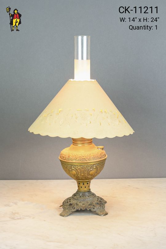 Brass Faux-Oil Table Lamp w/Paper Shade