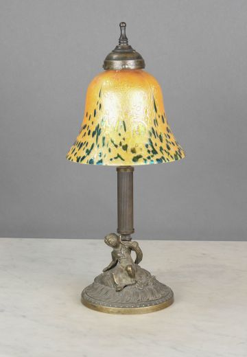Brass Column & Figure Table Lamp