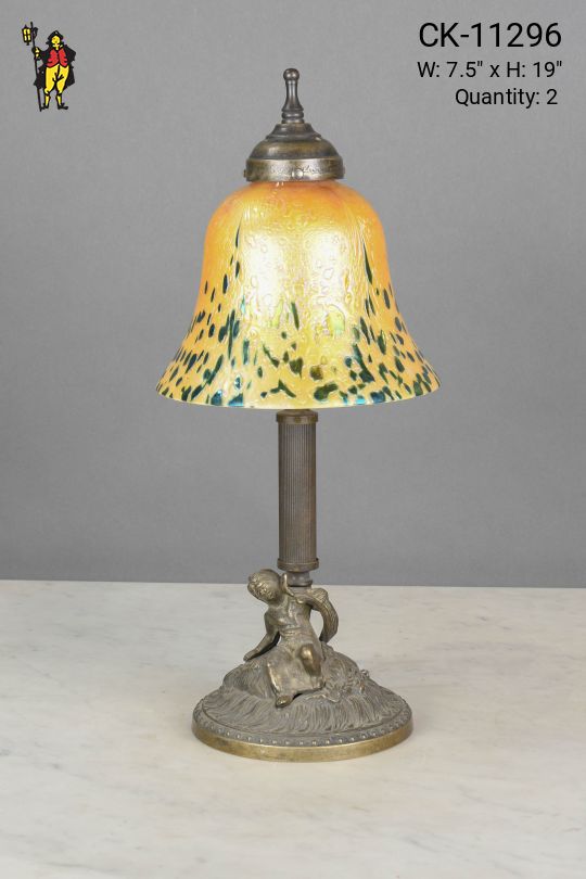 Brass Column & Figure Table Lamp