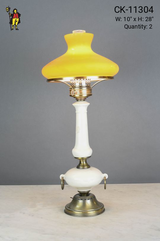 Faux-Oil White & Brass Ceramic Table Lamp