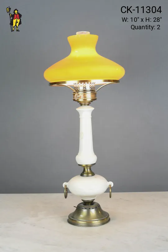 Faux-Oil White & Brass Ceramic Table Lamp