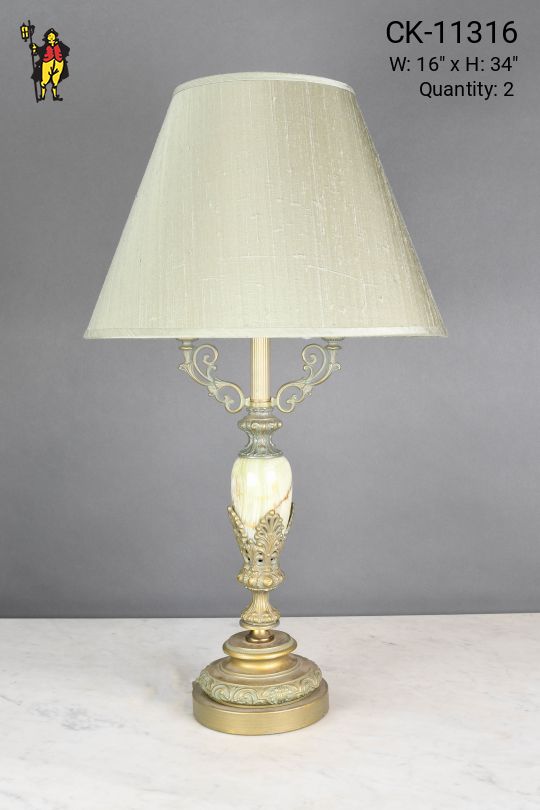 Victorian Brass & Marble Table Lamp