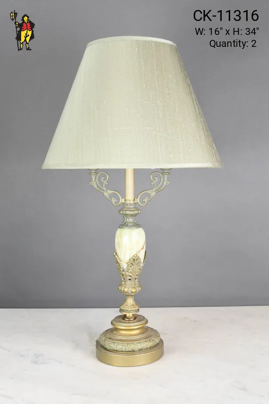Victorian Brass & Marble Table Lamp