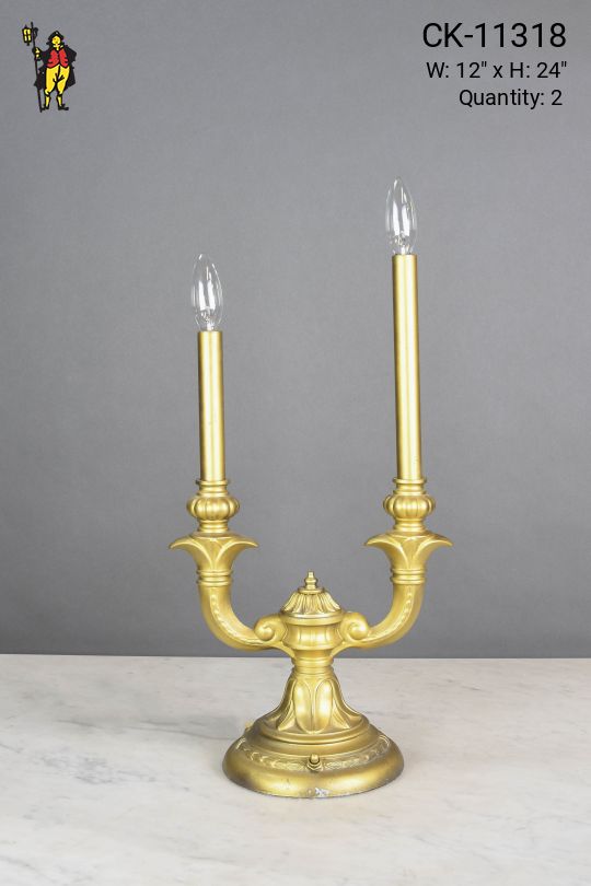 Two Candle Brass Table Candelabra