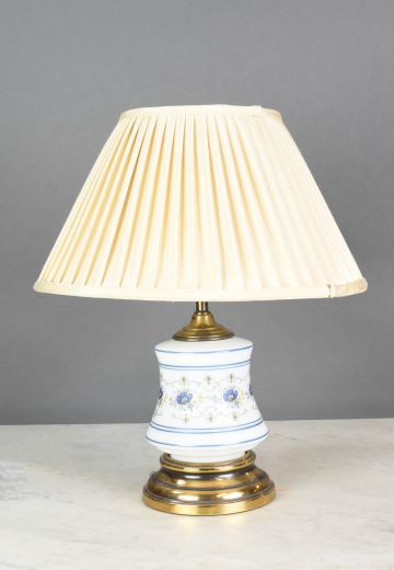 Small Ceramic White & Brass Table Lamp