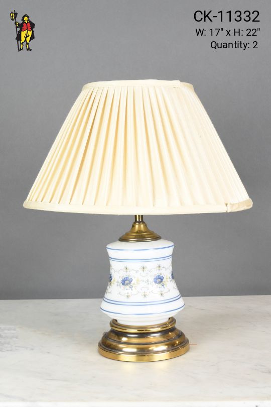 Small Ceramic White & Brass Table Lamp