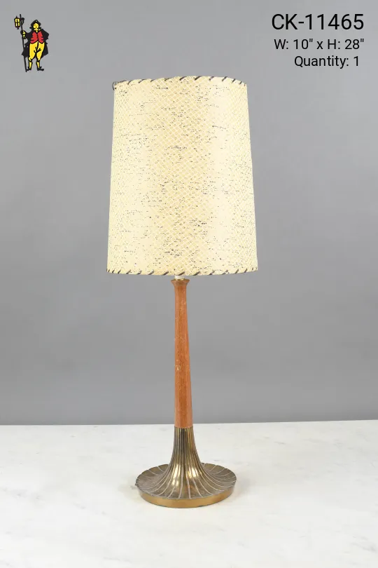 Brass & Wooden Seventies Table Lamp