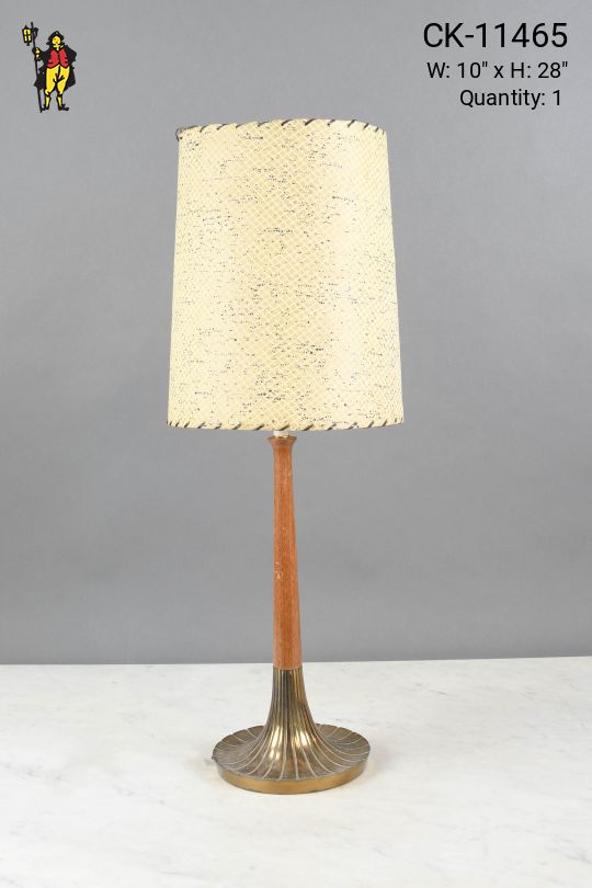 Brass & Wooden Seventies Table Lamp