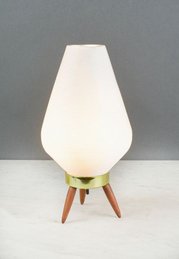 White Mid Century Beehive Table Lamp