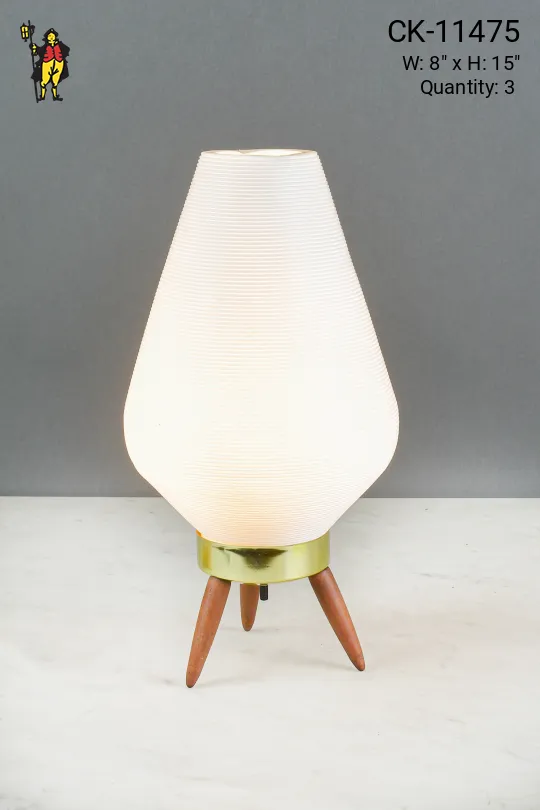 White Mid Century Beehive Table Lamp