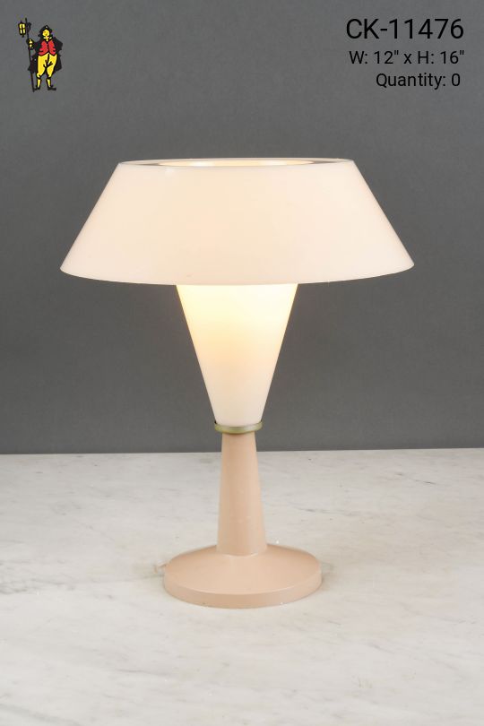 Off Pink Mid-Century Plastic Shaded Table Lamp