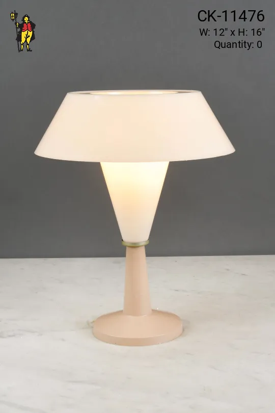 Off Pink Mid-Century Plastic Shaded Table Lamp