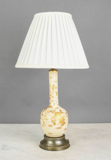 Cream & Gold Painted Floral Ceramic Table Lamp