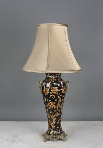 Formal Black Painted Ceramic Table Lamp