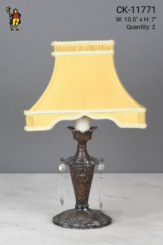 Small Bronze Table Lamp w/Crystal Drops