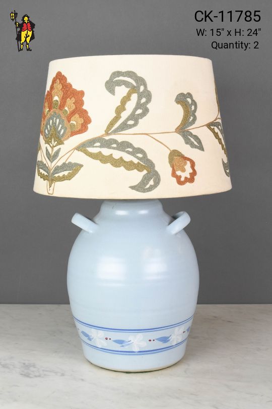 Painted Blue Ceramic Table Lamp