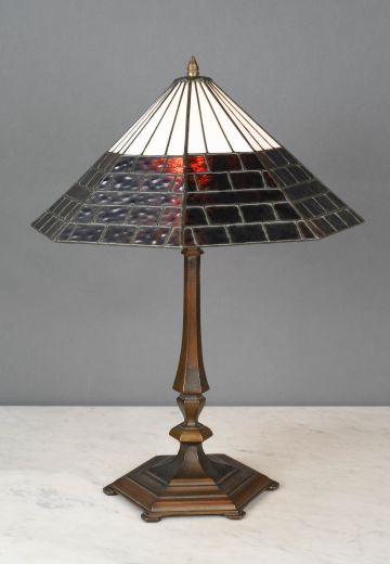 Mission Style Slag Glass Shaded Table Lamp