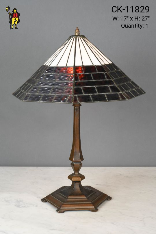 Mission Style Slag Glass Shaded Table Lamp