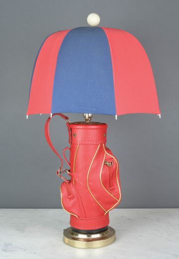 Red & Blue Golf Bag Table Lamp