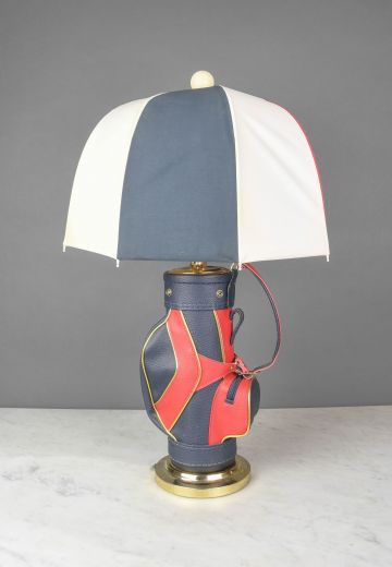 Blue & Red Golf Bag Table Lamp