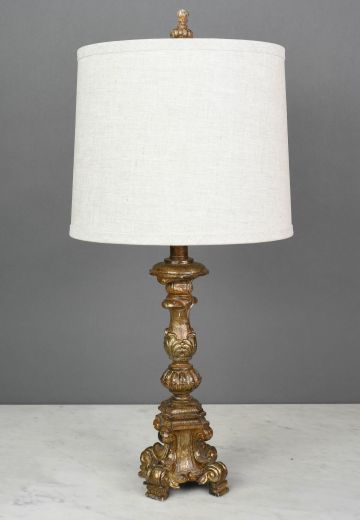 Footed Brass Table Lamp