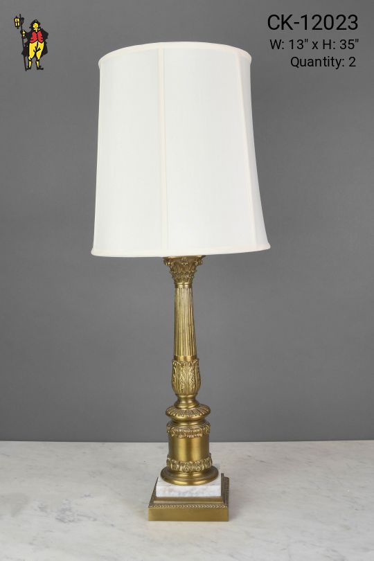 Brass & Marble Column Table Lamp