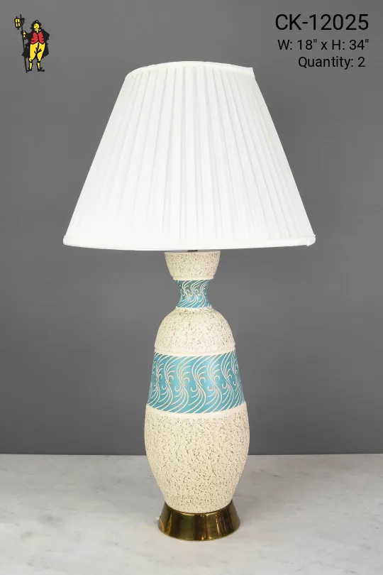 Cream & Blue Ceramic Table Lamp