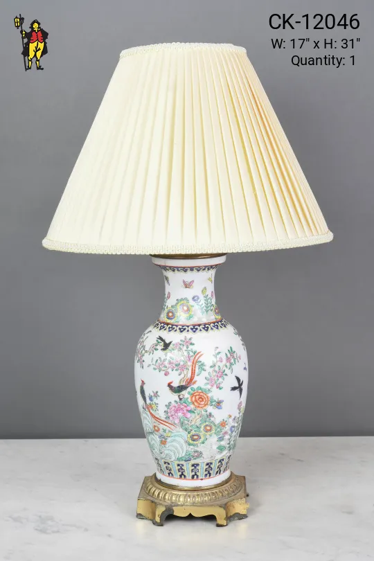Asian Style Painted Ceramic Table Lamp