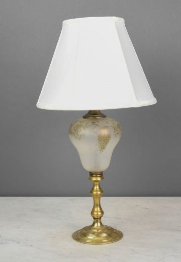 Brass & Glass Painted "Grapes" Table Lamp