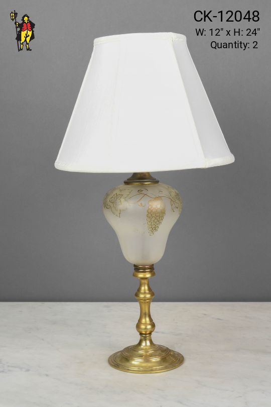 Brass & Glass Painted "Grapes" Table Lamp
