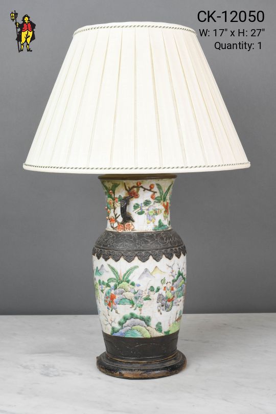 Asian Style Painted Ceramic Table Lamp