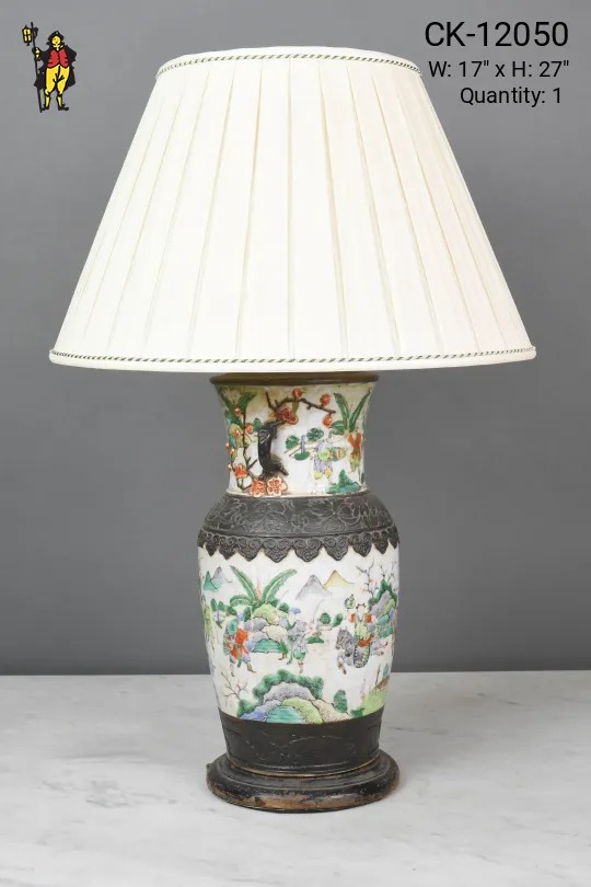 Asian Style Painted Ceramic Table Lamp