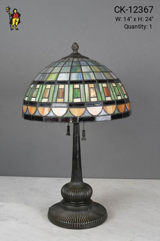 Slag Glass Mission Style Table Lamp