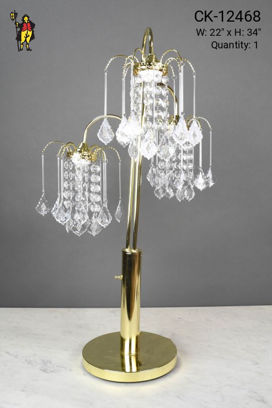 Brass Three Light Ornate Table Lamp
