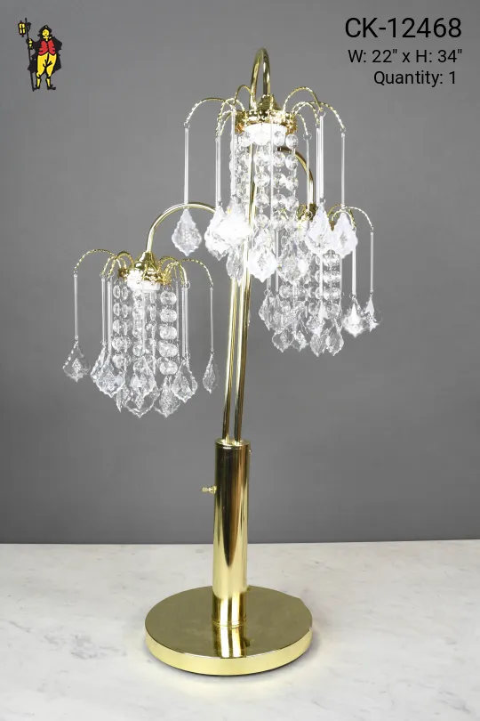 Brass Three Light Ornate Table Lamp