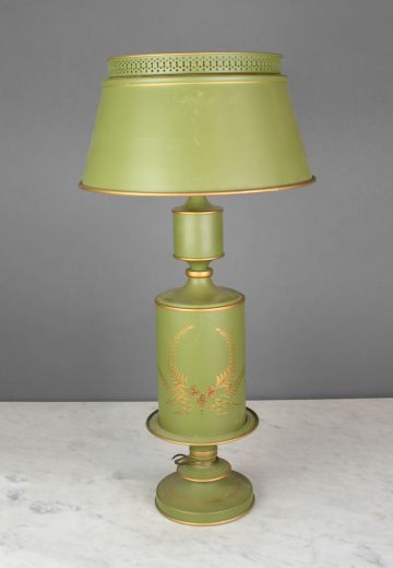 Green Tall Metal Shaded Table Lamp